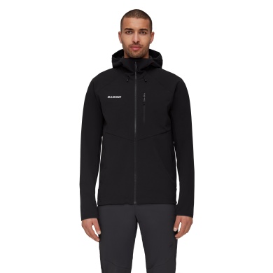 Mammut Całoroczna kurtka softshell Ultimate Comfort SO z kapturem (wiatroodporna) czarna męska